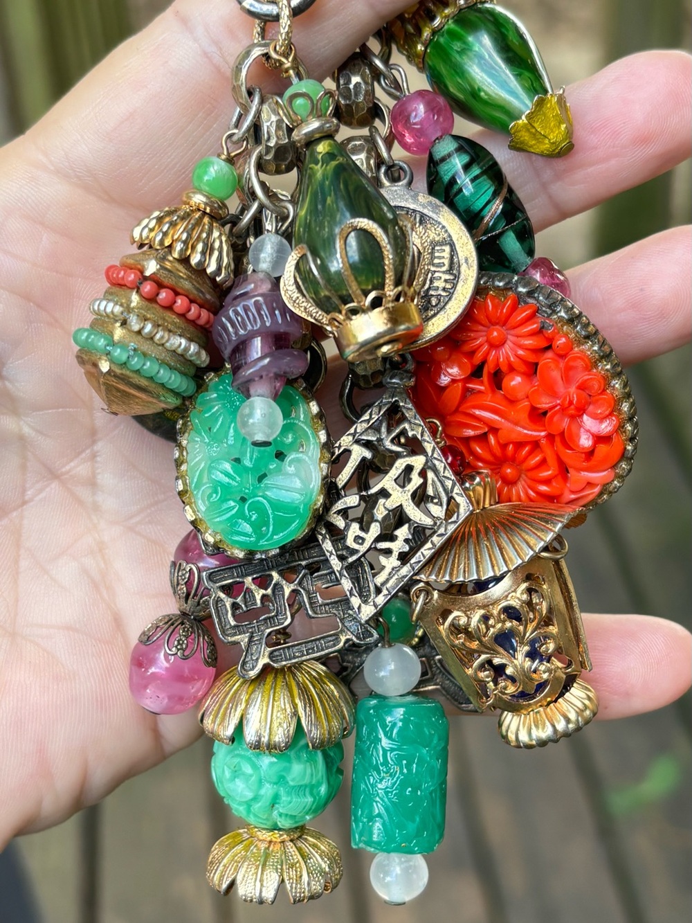 Asian theme Napier  "Frankenstein" charm bracelet